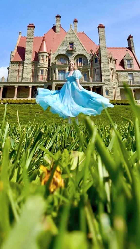 Outside Craigdarroch Castle in Victoria, BC