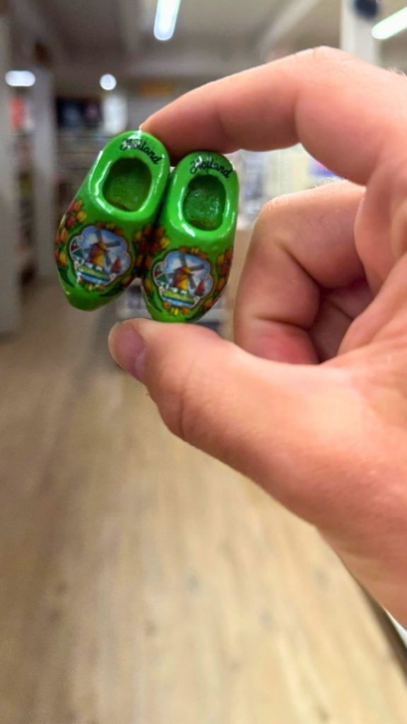 Tiny wooden clogs at the Dutch Store at Coombs in Parksville, BC
