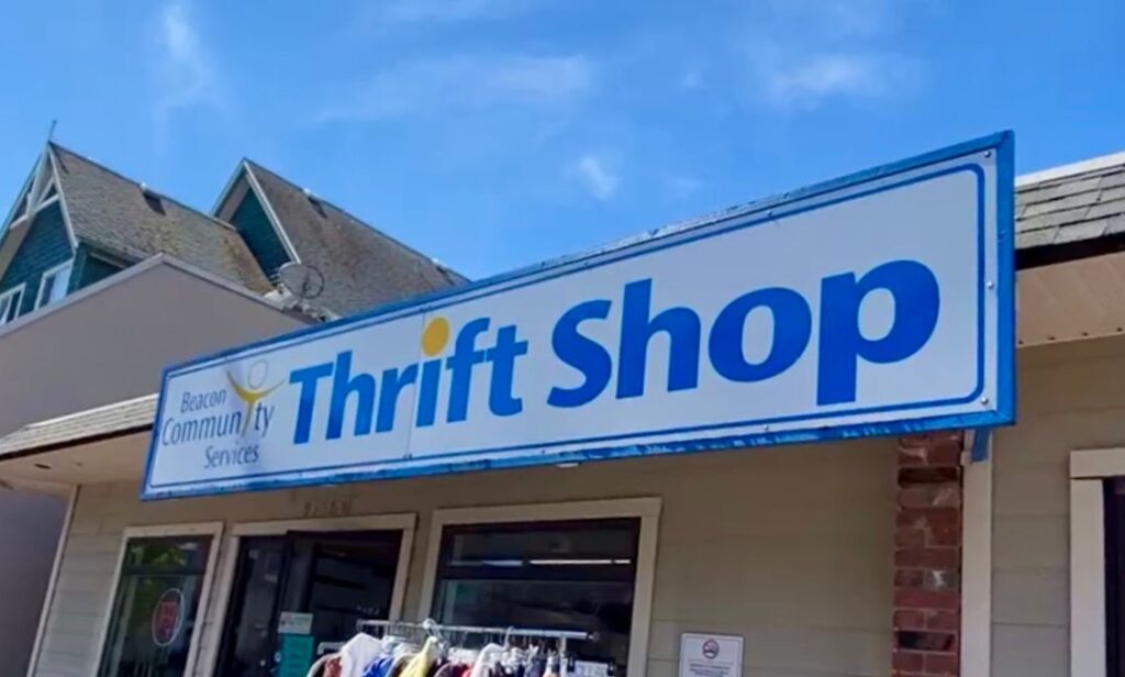 Out front of the Beacon Community Services - Thrift Shop in Sidney, BC