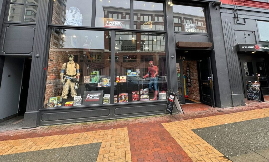 Out front of Cherry Bomb Toys in Victoria, BC