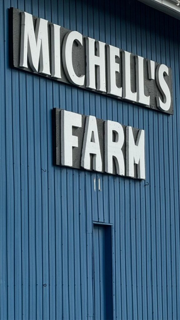 Mitchell’s Farm Market Sign outside in Victoria, BC